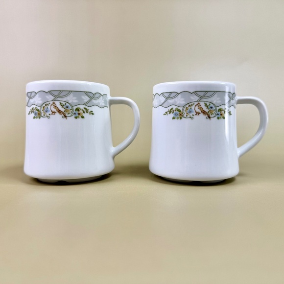 Vintage Schönwald Germany Mugs – Set of 2 | Bird & Vine Pattern | Fine Porcelain - Picture 6 of 10